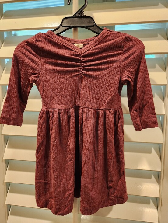 kate quinn Other - Kate Quinn Girls' Long Sleeve Ruching Waist Dress - Dusty Rose, Size 3-6M